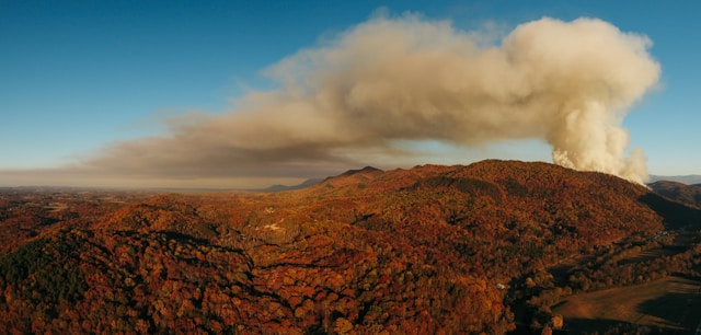 Landscape image of wildfire smoke.